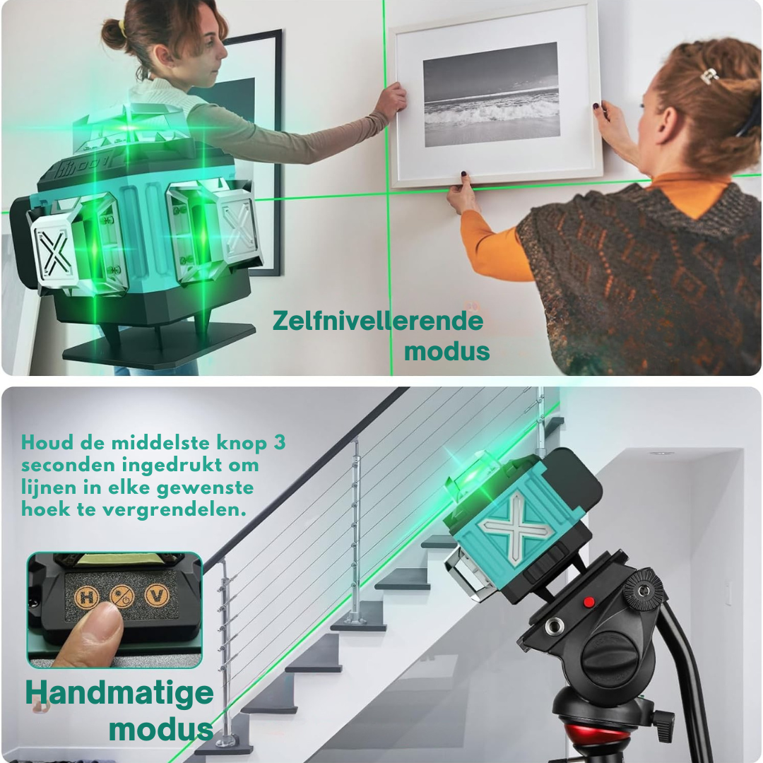 Truskore Kruislijnlaser Met Statief - 4 tot 16 Lijnen - 4D Professionele Bouwlaser - Zelfnivellerend - 360 Graden - Laser Waterpas - Lijnlaser - Complete set