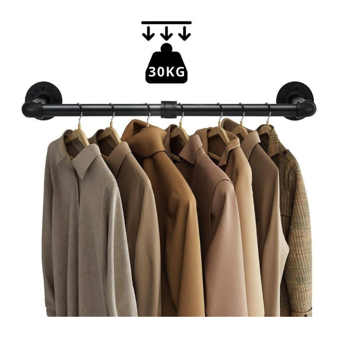 Livista® Kledingrek – Garderoberek – Industrieel Design – Ruimtebesparend & Stevig – 92,5 x 26,5 cm – Mat zwart