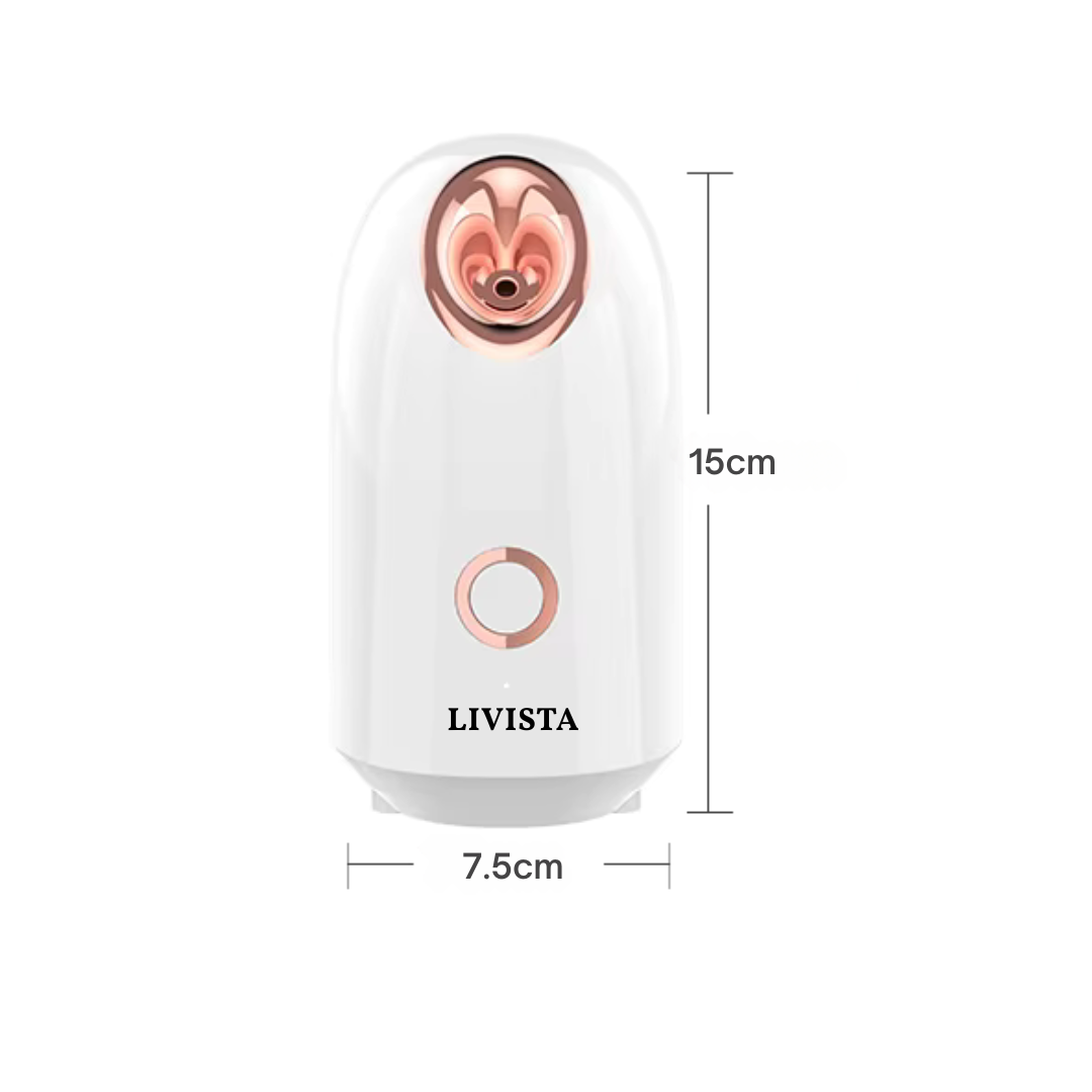 Livista Gezichtsstoomapparaat - Diepe reiniging & hydratatie – 150 ml water tan - eenvoudige bediening - wit