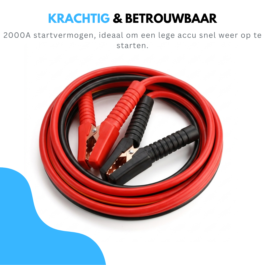 Truskore Startkabels voor Voertuigen - 2000A - 4 Meter - Incl. Opbergtas - Accukabel - Starthulp - Startkabelset