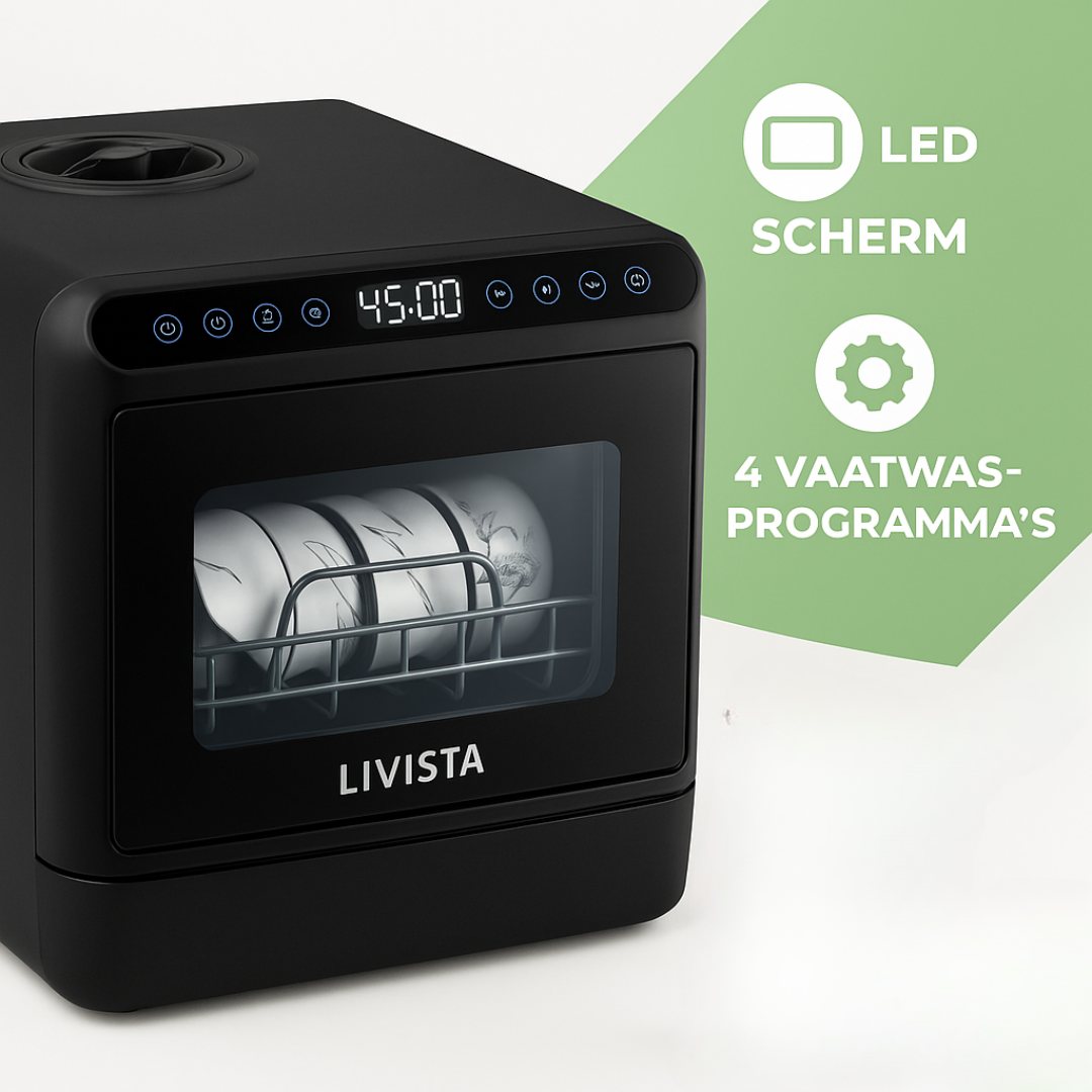 Livista Mini Vaatwasser incl APP - Vaatwasser - Vaatwasser Vrijstaand - Afwasmachine - Camping Vaatwasser - Zwart