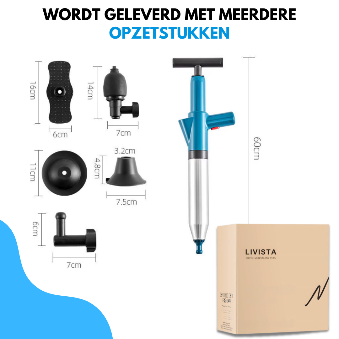 Livista Ontstopper – Krachtige WC Ontstopper - Gootsteen Ontstopper - Toilet Plopper – Milieuvriendelijke Luchtdruk Ontstopper
