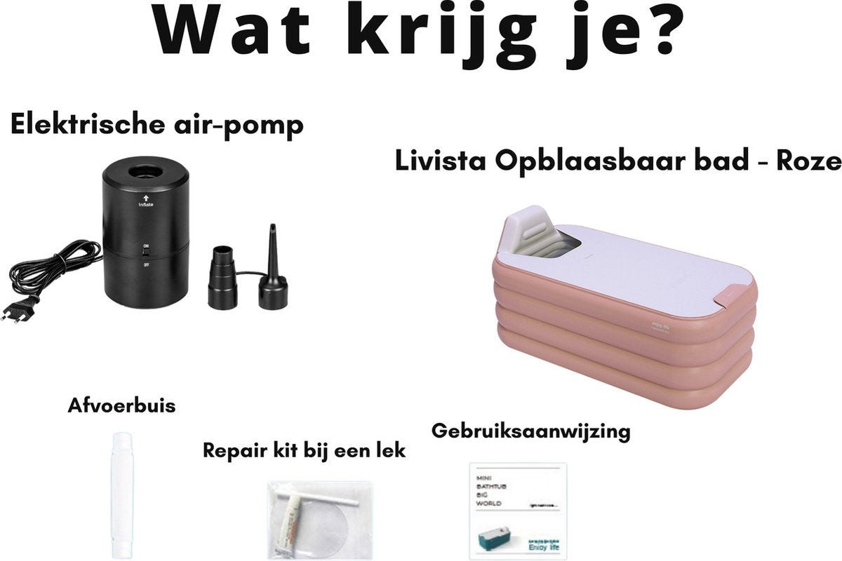 Livista® Premium - Luxe Opblaasbaar Bad - Roze - Inclusief Air-Pomp - 1.6 Meter - Opblaasbaar ligbad - Opblaasbare badkuip - Zitbad