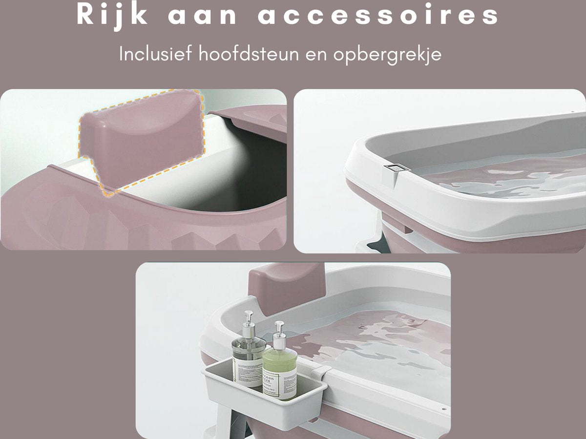 Livista Opvouwbaar Bad voor in douche XL (Roze) - Inclusief Thermometer & Onderwater LED Lichten - Volwassenen