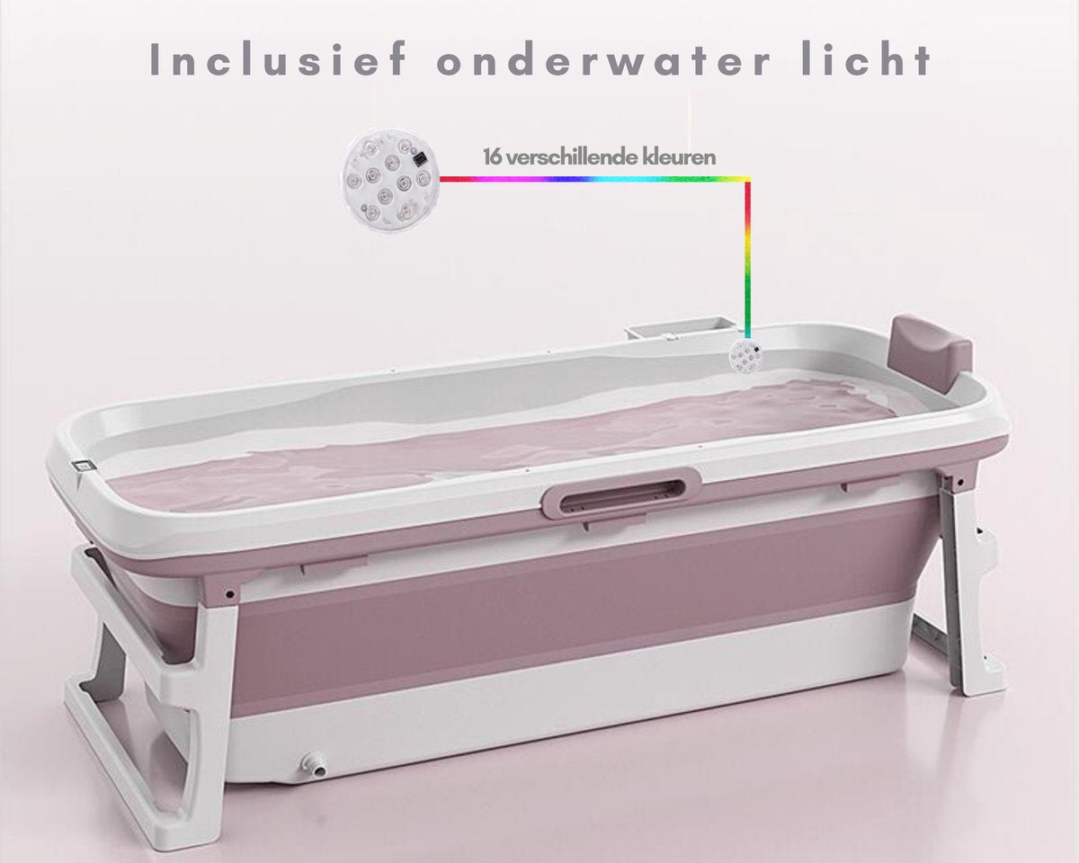 Livista Opvouwbaar Bad voor in douche XL (Roze) - Inclusief Thermometer & Onderwater LED Lichten - Volwassenen