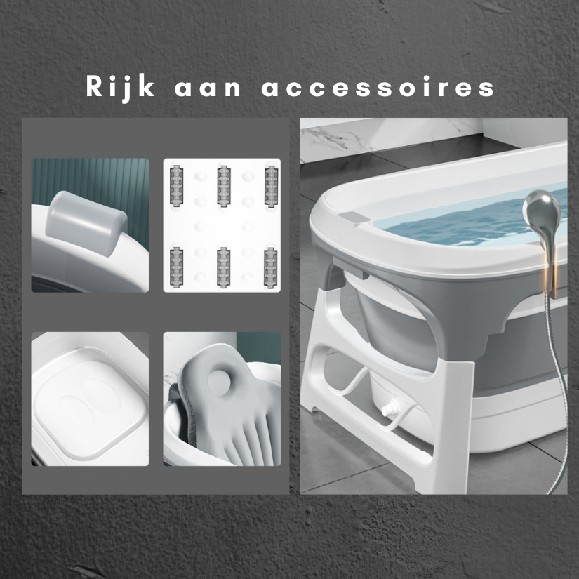 Livista® - Opvouwbaar bad - Stoombad Grijs - Zitbad - Inklapbaar - Bath Bucket - 152 CM LANG - XL - Incl. Rugkussen, Stoommachine en Bad Accessoires je