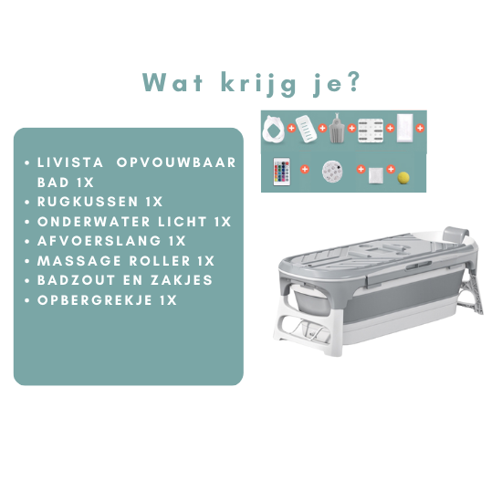 Livista® - Opvouwbaar bad - Bad Grijs - Zitbad - Inklapbaar - Bath Bucket - 152 CM LANG - XL - Incl. Rugkussen en Bad Accessoires