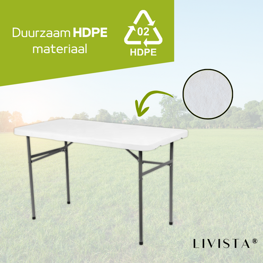 Livista® Klaptafel - Inklapbare Tafel - 120 x 60 cm - Vouwtafel - Antislip en Weerbestendig - Wit