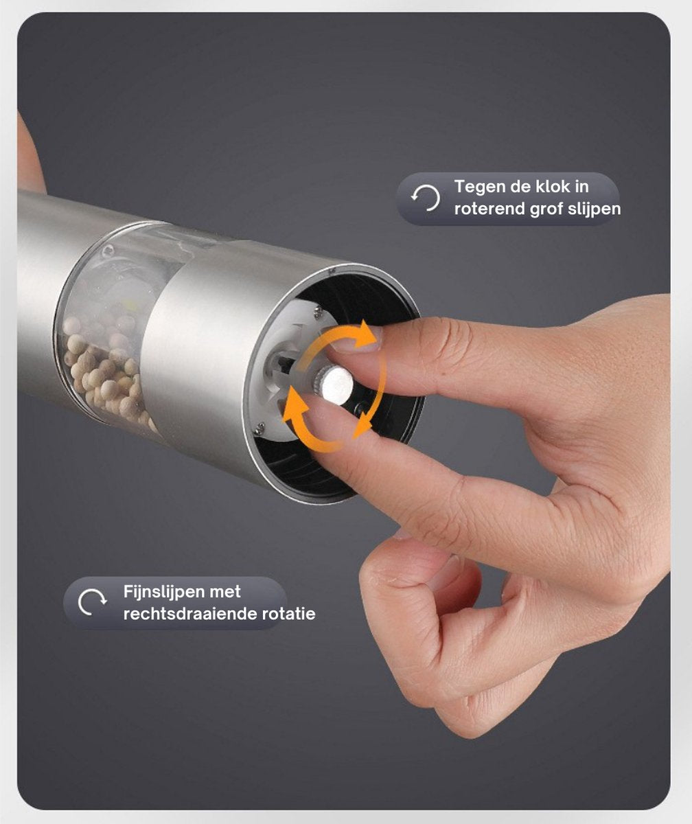 Livista® Elektrische Zout en Pepermolen Set - 2 Stuks - Verstelbare Maalgraad - Efficiënte - Geschikt voor Diverse Specerijen - RVS
