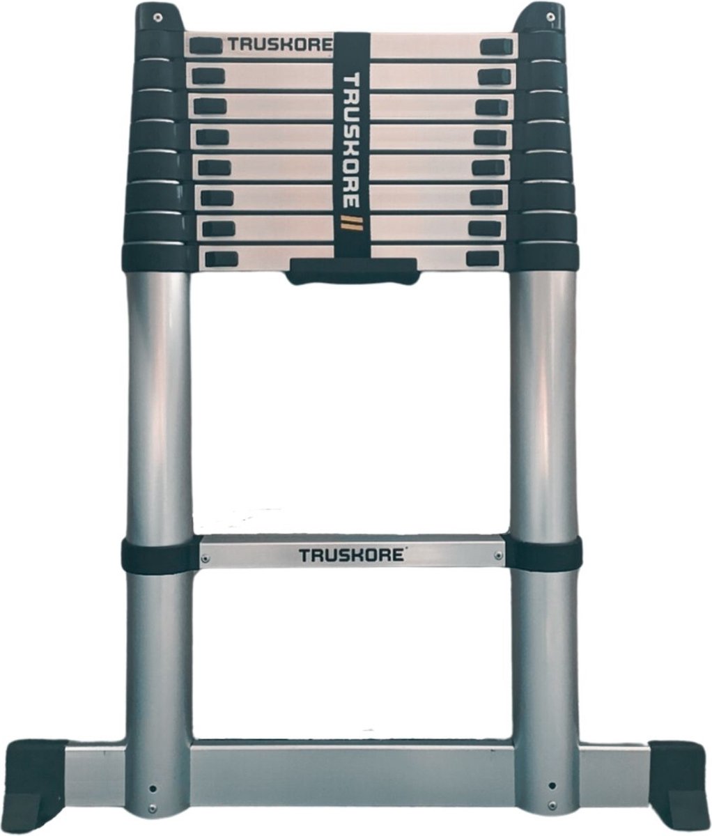 Truskore® Telescopische ladder 3.8 meter - Aluminium - Professionele Vouwladder - Telescoop ladder - Stevig & Vertrouwd - Soft Close - Volgens EU en NL veiligheidsnormen