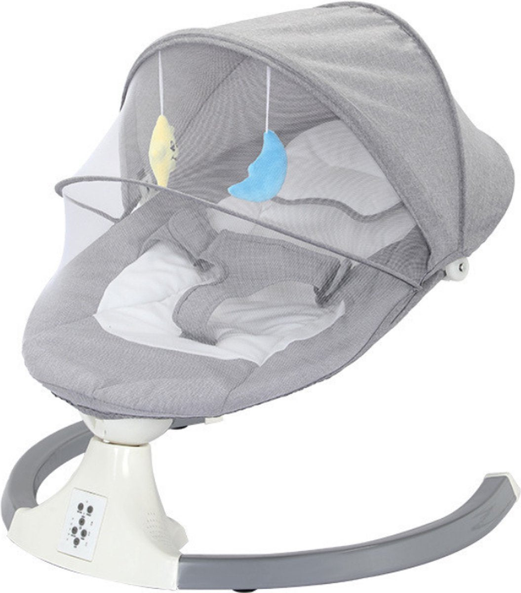 Livista® - Elektrische Baby Schommelstoel – Afstandsbediening – 3 Verstelbare Snelheden – Comfortabel en Stijlvol – Grijs – Met Zonnescherm – Afneembare en Wasbare Bekleding