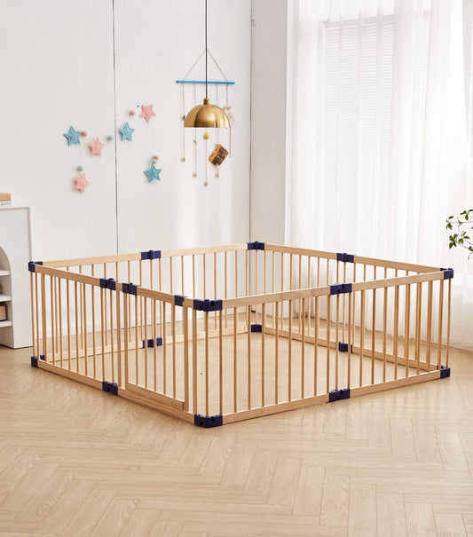 Livista Grondbox baby - Inklapbare box - Speelbox - Playpen baby - Babypark - Kruipbox – Kinderbox – Baby box – Blauwe Connectoren - Slim Kliksysteem - Hout - 170x170x61 CM