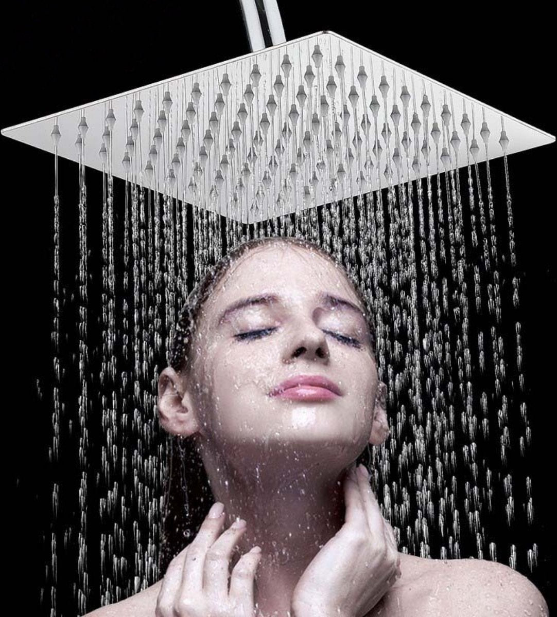 Livista® - Douche Set - Regendouche en Handdouche - Verstelbare Hoogte 75-105 cm - Vierkant Design - Electroplated Zilverkleurige Afwerking - Duurzame Messing Omsteller voor Badkamer