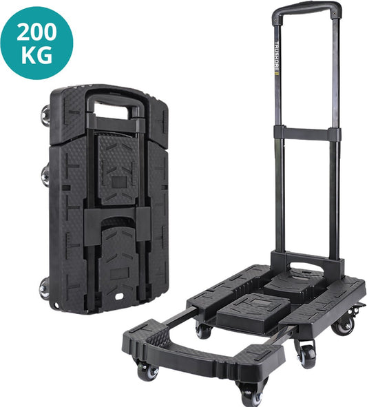 Truskore Steekwagen - Opvouwbaar - Inklaapbaar- Transportkar - Steekkar - Transportwagen - Plateauwagen - Max. 200kg - Zwart