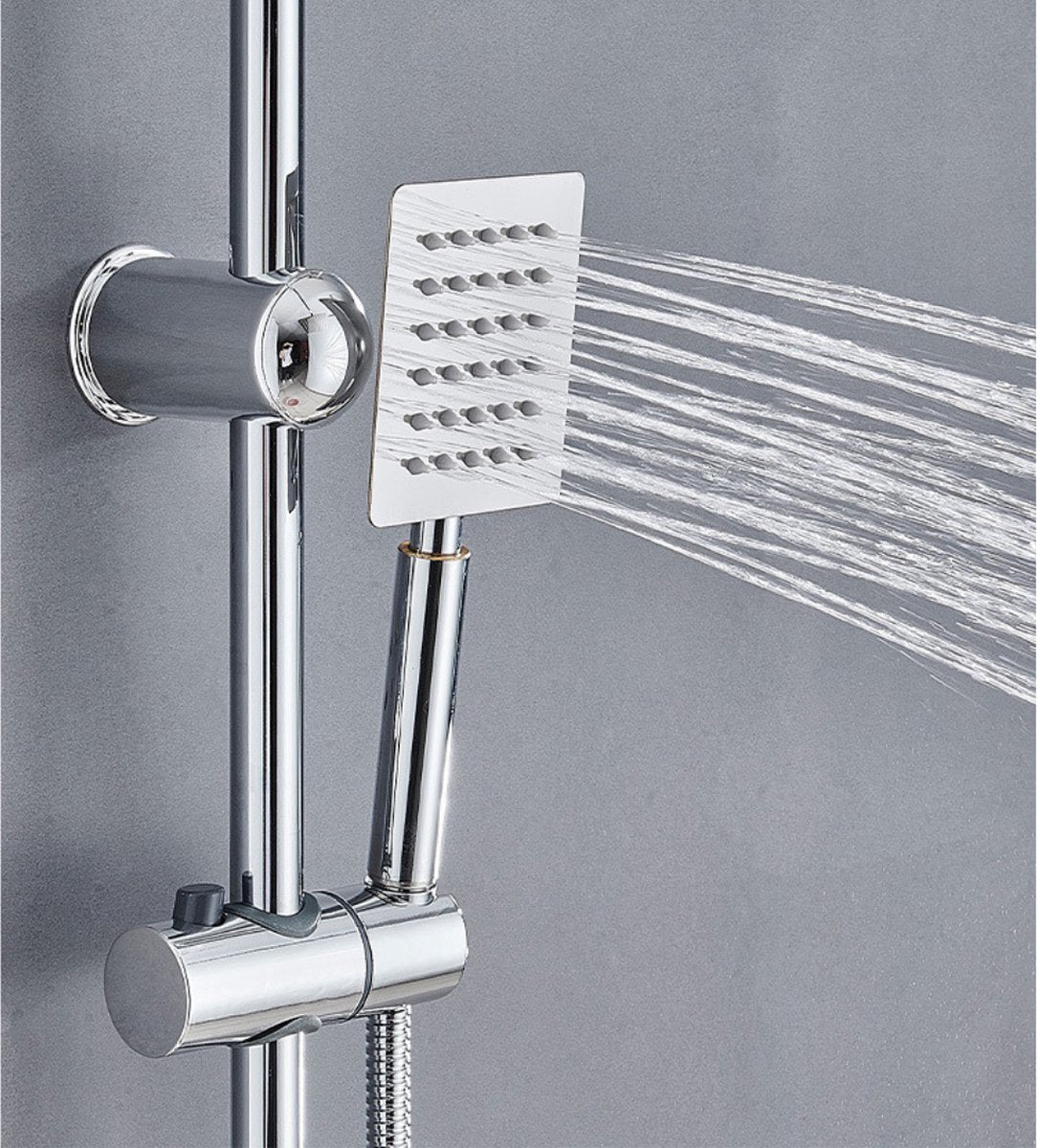 Livista® - Douche Set - Regendouche en Handdouche - Verstelbare Hoogte 75-105 cm - Vierkant Design - Electroplated Zilverkleurige Afwerking - Duurzame Messing Omsteller voor Badkamer