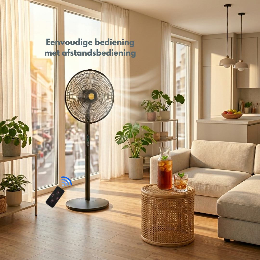 Livista Statiefventilator - Met Afstandsbediening - Staande Ventilator - 112 cm Hoog - 8 Snelheden - Timer - 90° Oscillerend - 40° Kantelbaar - Zwart
