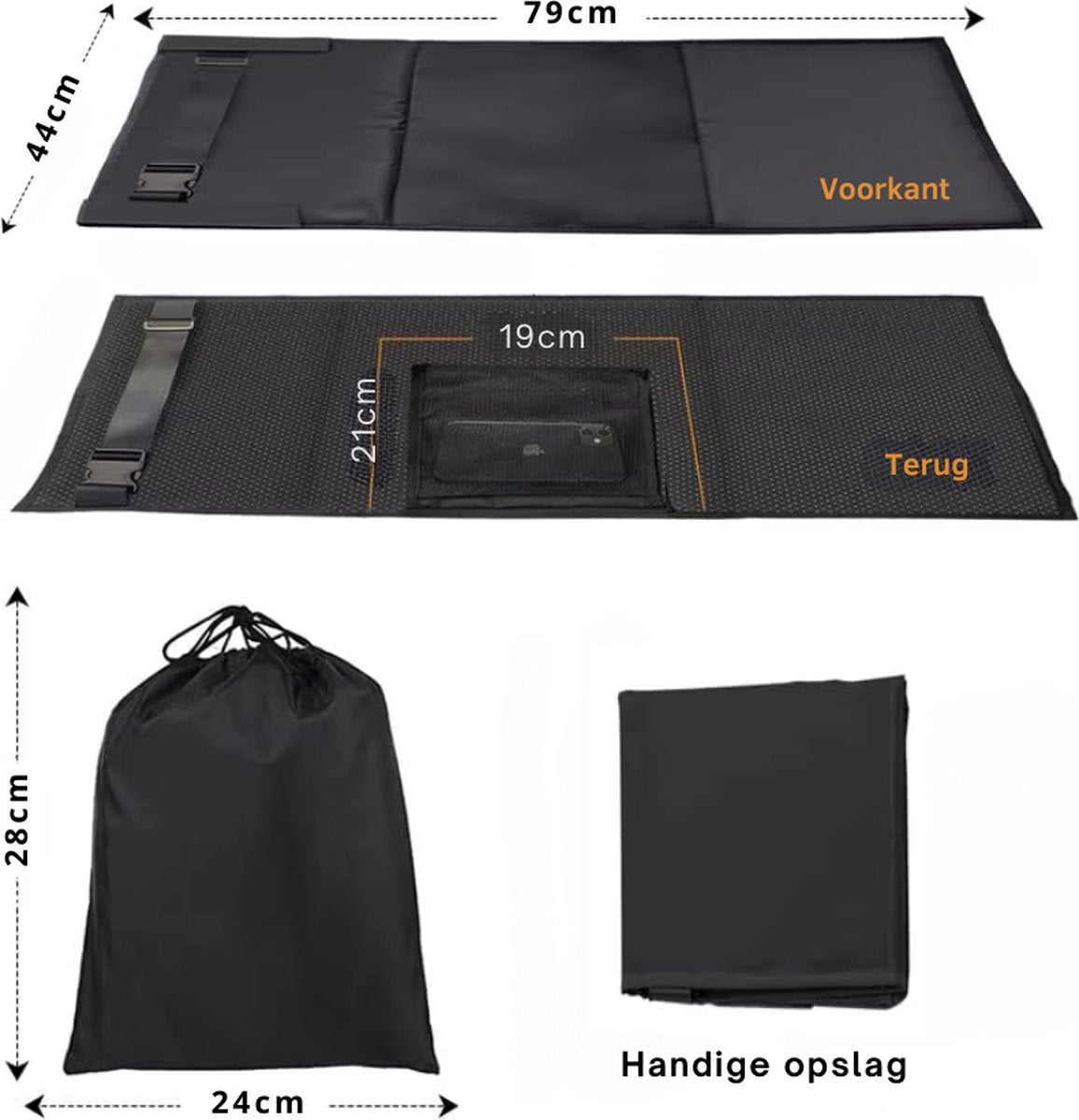 Livista® Baby Reishangmat – Multifunctioneel Stoelverlengstuk voor Onderweg – Comfortabel Babybed voor Vliegtuig, Trein en Auto – Waterbestendig en Wasbaar – Afmetingen 79x44cm – Zwart