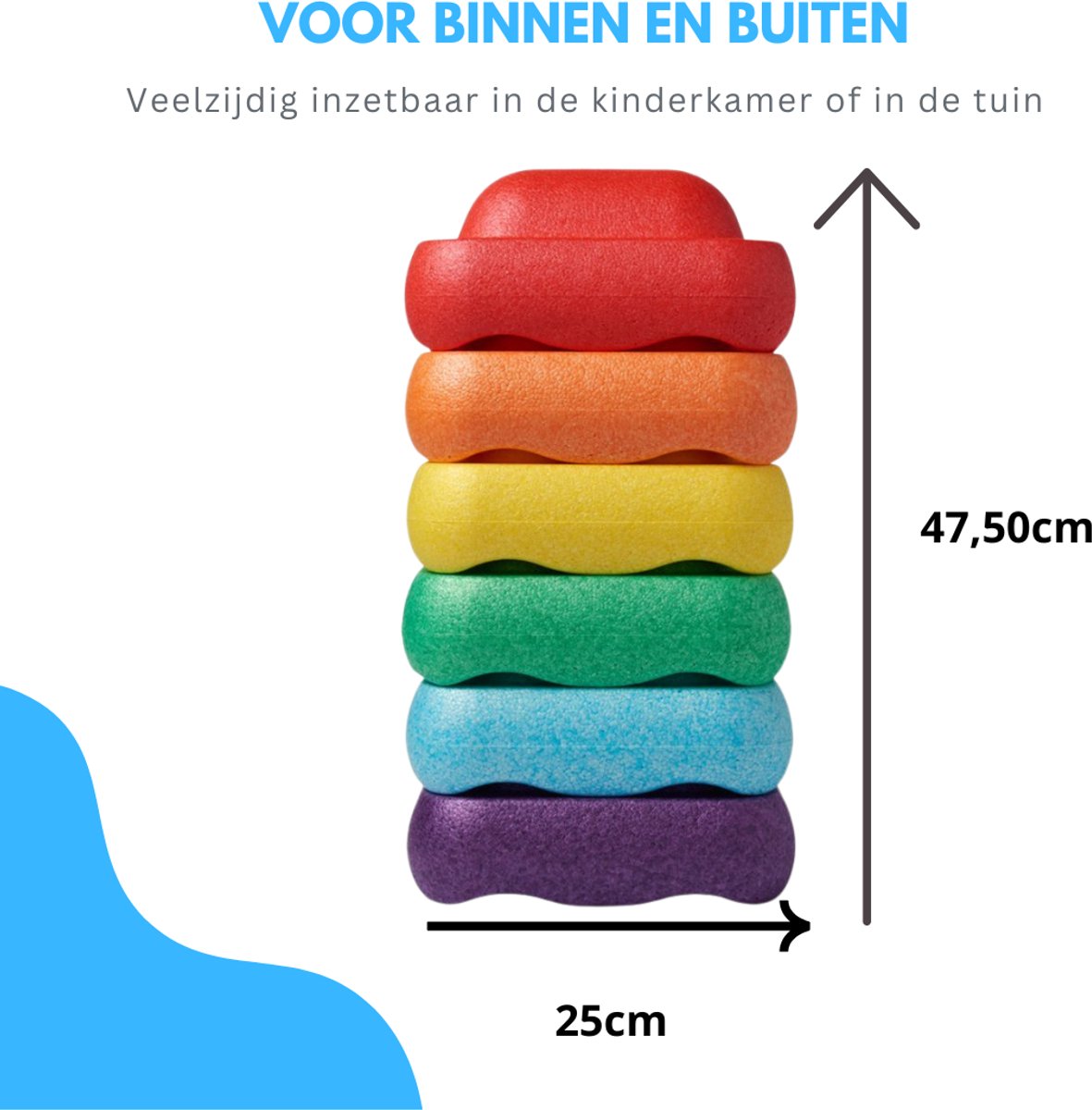 Livista Stapelstenen - Balanceerstenen - regenboog - 6 stuks - Balans speelgoed - Vierkant