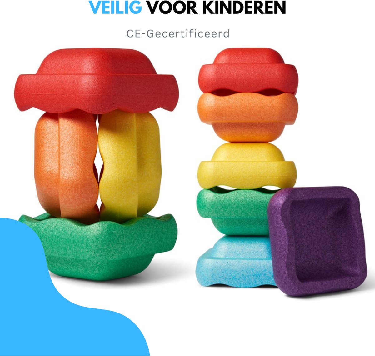 Livista Stapelstenen - Balanceerstenen - regenboog - 6 stuks - Balans speelgoed - Vierkant