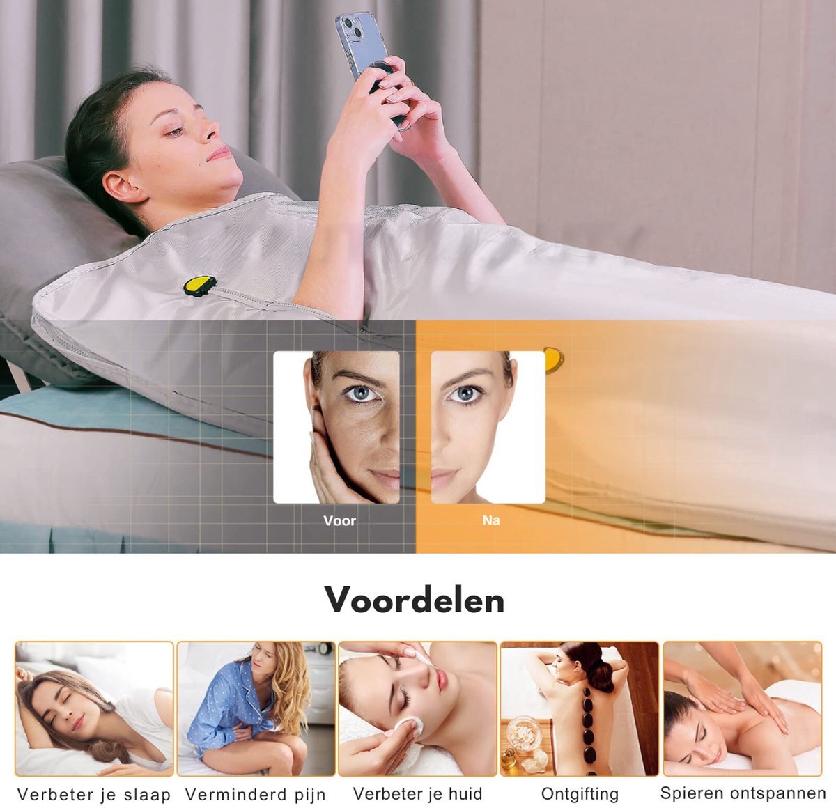 Livista Infrarood Sauna Deken - Elektrische Deken - Warmtedeken - Saunadeken - Infraroodtherapie Met Afstandsbediening - Grijs