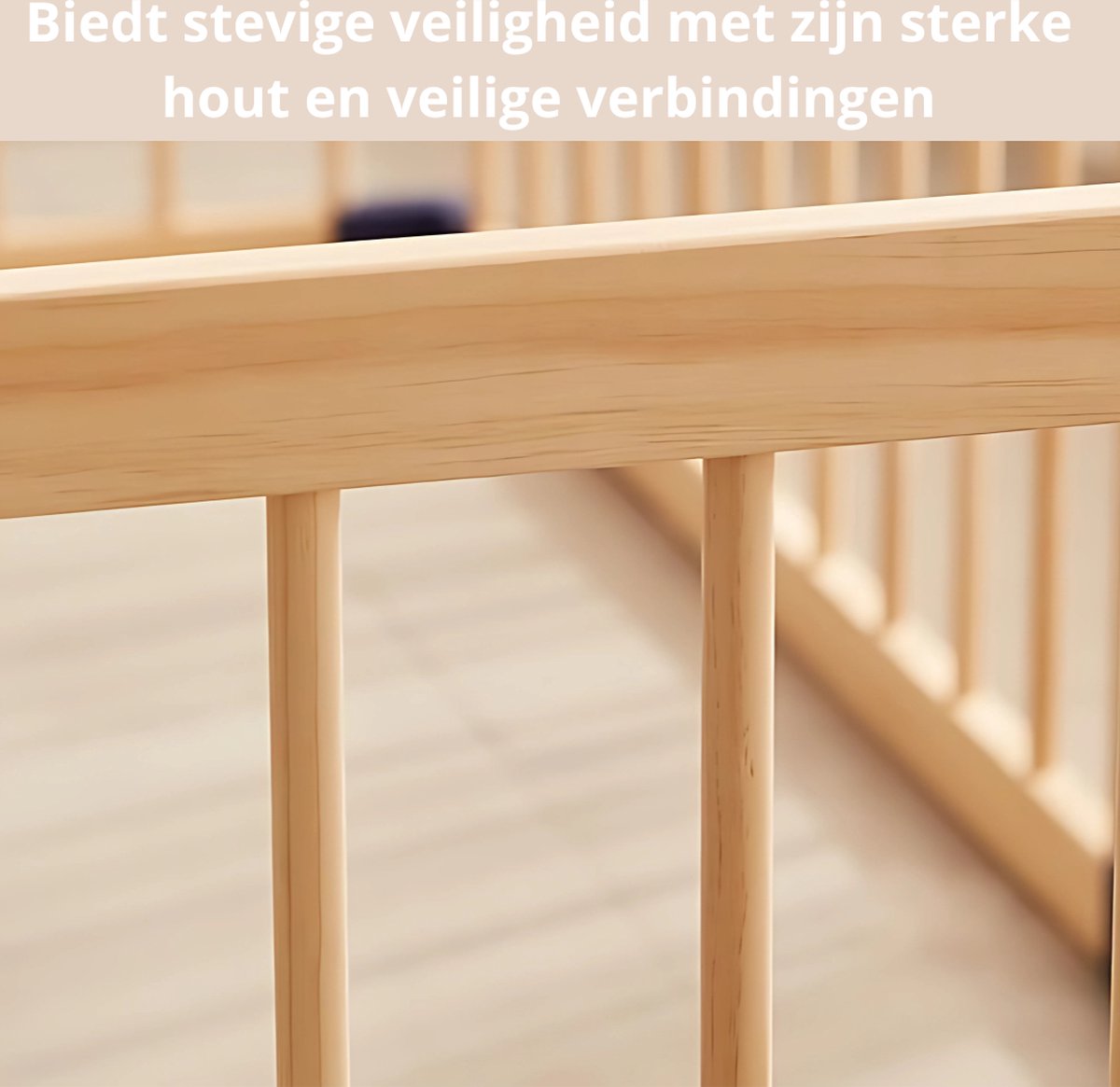 Livista Grondbox baby - Inklapbare box - Speelbox - Playpen baby - Babypark - Kruipbox – Kinderbox – Baby box – Blauwe Connectoren - Slim Kliksysteem - Hout - 170x170x61 CM