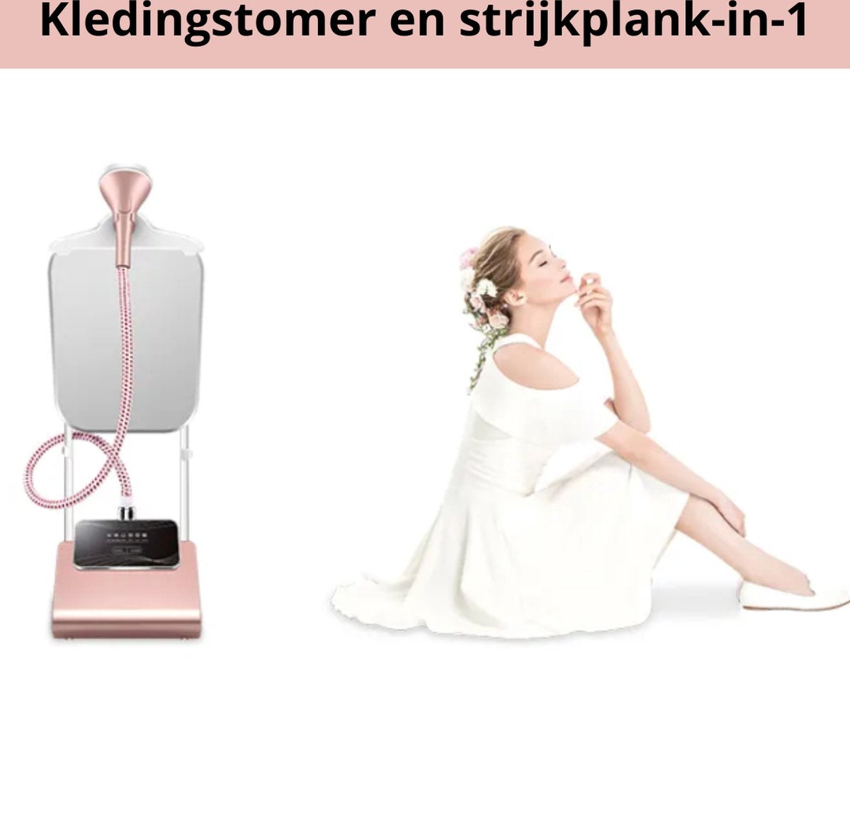 Livista Kledingstomer Met Strijkplank - 6 Standen - Stoomreiniger - Kleding Stomer - 2,5L Watercapaciteit - Stoomstrijkijzer - Handstomer - 1800Watt - Wit/Roze