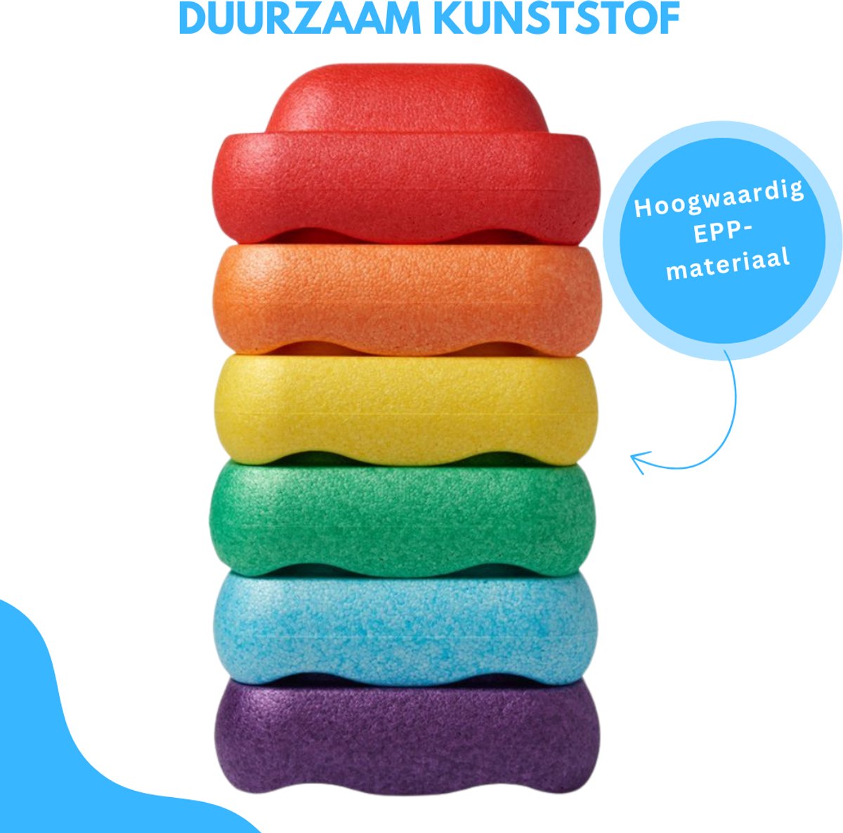Livista Stapelstenen - Balanceerstenen - regenboog - 6 stuks - Balans speelgoed - Vierkant
