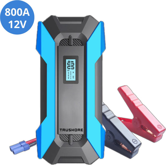 Truskore Jumpstarter - 12V - 800A - 10000 mAh - LED-lamp - Blauw/Zwart