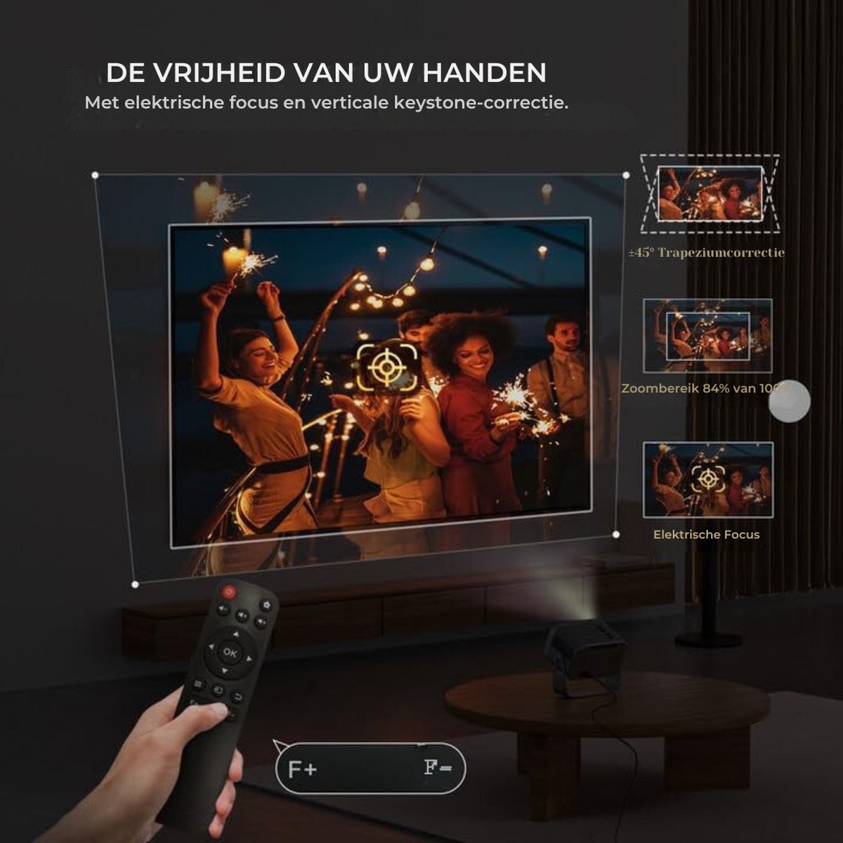 Livista Smart Beamer 4K - Bluetooth - Wifi - Android - Airplay - Projector Scherm - Mini Beamer - Home cinema - Draagbaar - Grijs