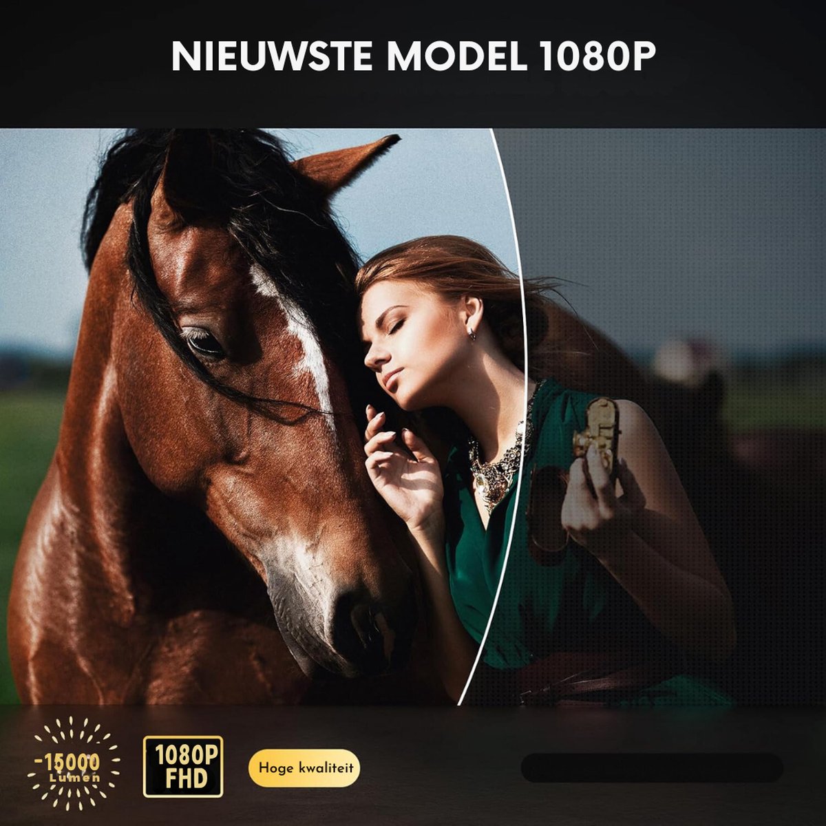 Livista Smart Beamer 4K - Bluetooth - Wifi - Android - Airplay - Projector Scherm - Mini Beamer - Home cinema - Draagbaar - Grijs