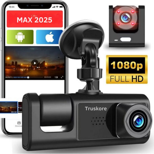 Truskore Dashcam Voor Auto Max 2025 - Voor en Achter - FULL HD Beeld en Nachtvisie - Incl. App