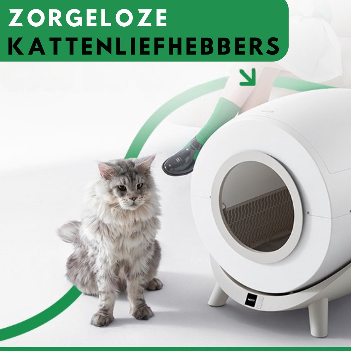 Automatische Kattenbak - Zelfreinigend - Elektrische & Zelfreinigende Scoopfree Robot - 80L XXL - incl. Kattenbakmat, App & Zakken