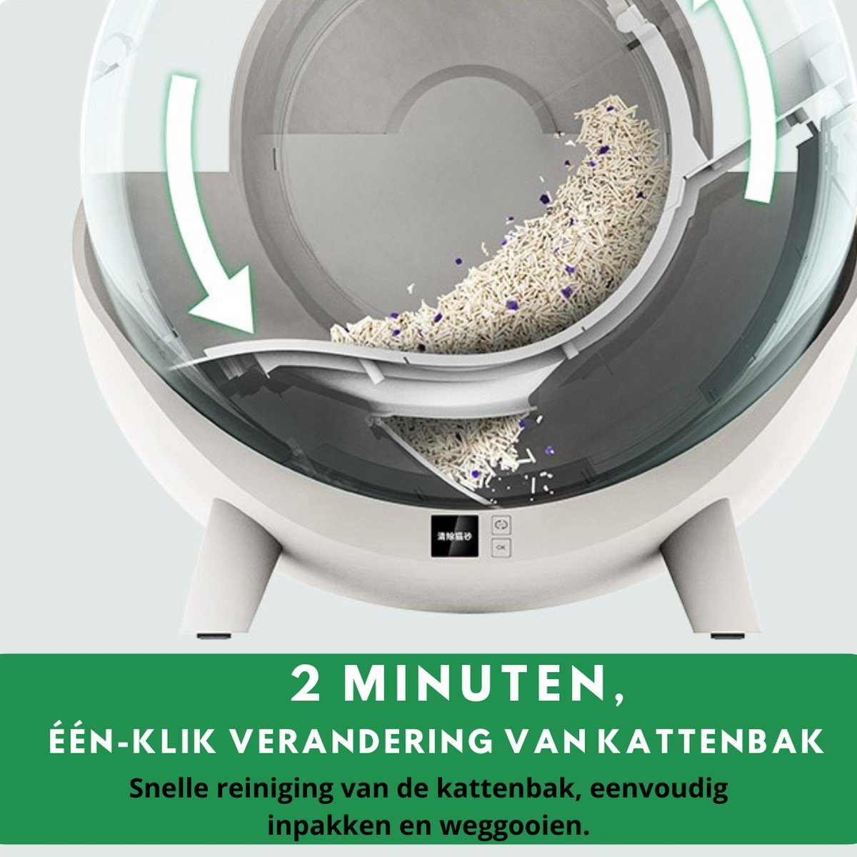 Automatische Kattenbak - Zelfreinigend - Elektrische & Zelfreinigende Scoopfree Robot - 80L XXL - incl. Kattenbakmat, App & Zakken