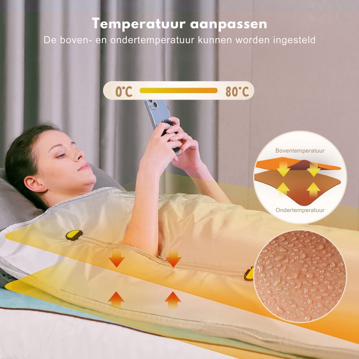 Livista Infrarood Sauna Deken - Elektrische Deken - Warmtedeken - Saunadeken - Infraroodtherapie Met Afstandsbediening - Grijs