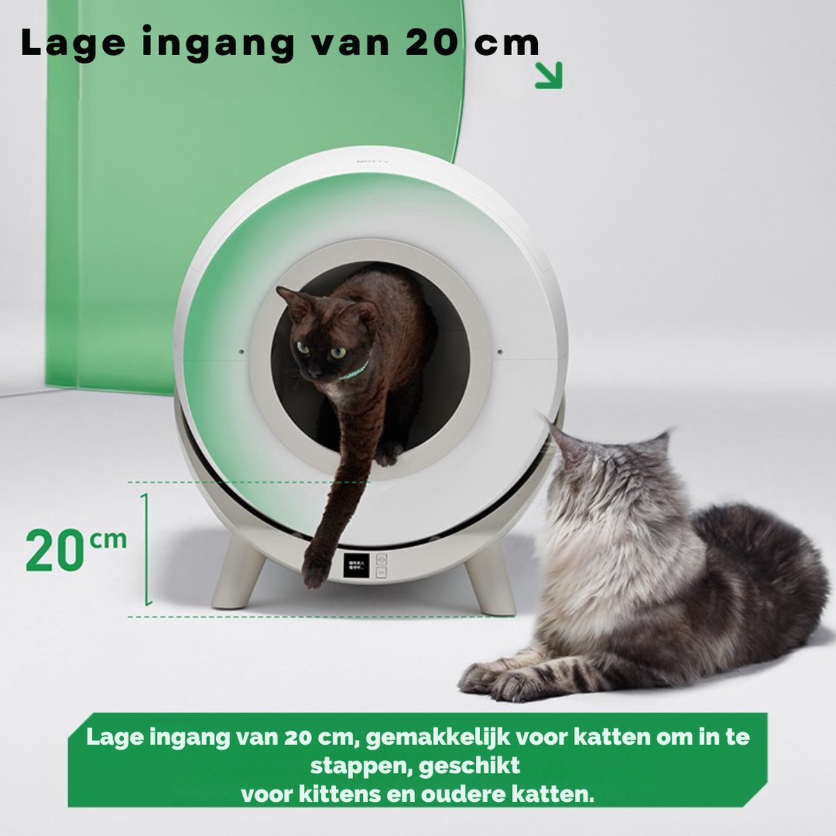 Automatische Kattenbak - Zelfreinigend - Elektrische & Zelfreinigende Scoopfree Robot - 80L XXL - incl. Kattenbakmat, App & Zakken
