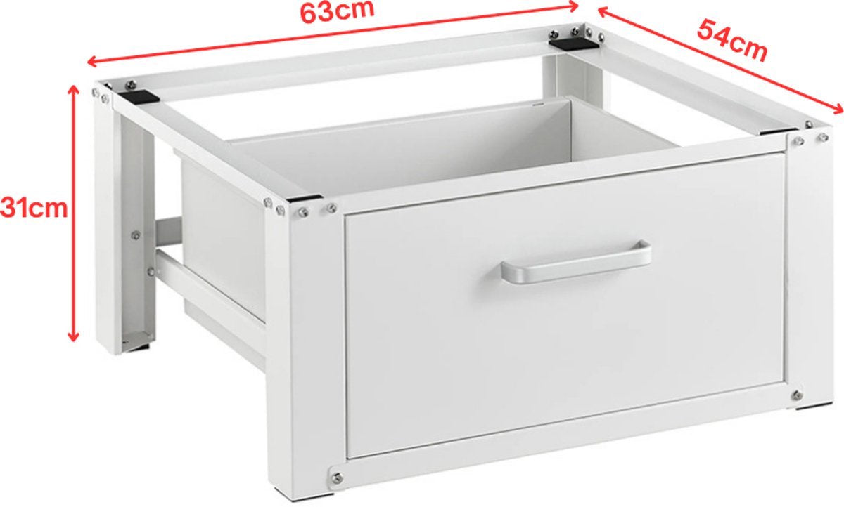 Livista Wasmachine onderkast met lades - Wasmachine kast - Opbergkast - Wasmachine onderkast - 63x54x31 cm - Wit
