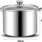 Livista® Verstevigde RVS Soeppan - 24 cm - Met Glazen Deksel - Geschikt voor Alle Soorten Fornuizen - Vaatwasmachinebestendig - Hoge Kwaliteit RVS Soeppan