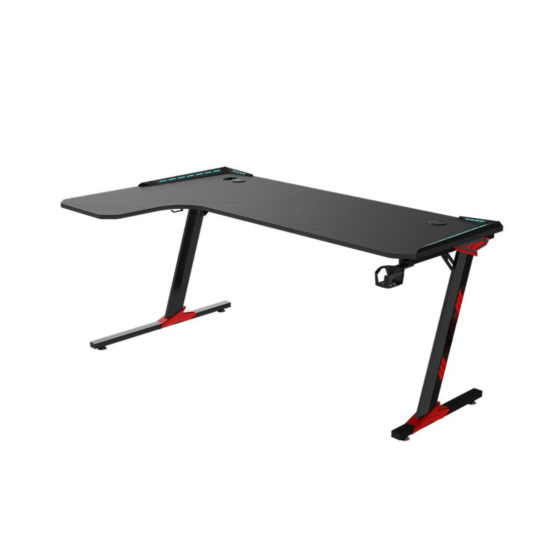 Livista® RGB Gaming Bureau L-vormig – 160×100×73 cm – Touch Control LED Verlichting – Ergonomisch Hoekbureau – Carbon Fiber Afwerking – Kabelmanagement, Bekerhouder & Headset Haak – Zwart
