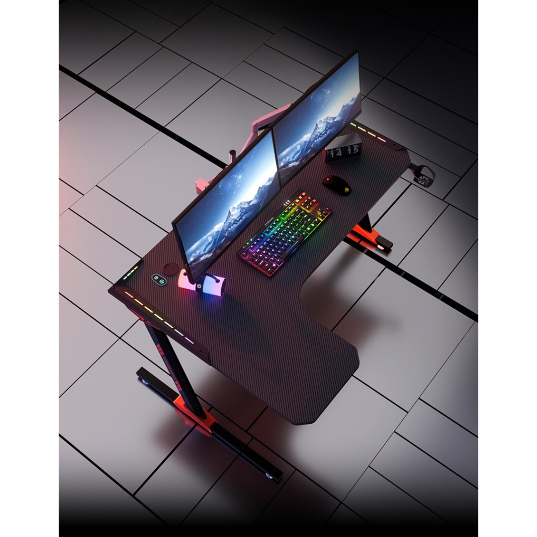Livista® RGB Gaming Bureau L-vormig – 160×100×73 cm – Touch Control LED Verlichting – Ergonomisch Hoekbureau – Carbon Fiber Afwerking – Kabelmanagement, Bekerhouder & Headset Haak – Zwart