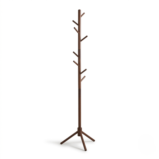 Livista Kapstok Staand – Houten Kapstok – met 8 Haken – Beukenhout – 175 cm – Bruin