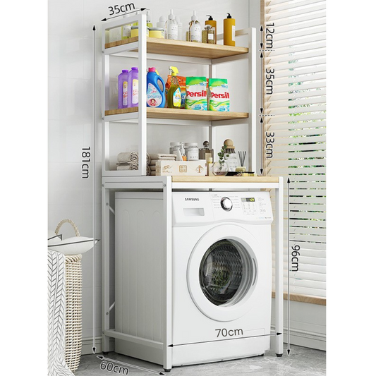 Livista® Wasmachine Kast - 3-Laags Opslagrek - Ruimtebesparende Wasruimte Organizer - 181x60x70 CM - Wit