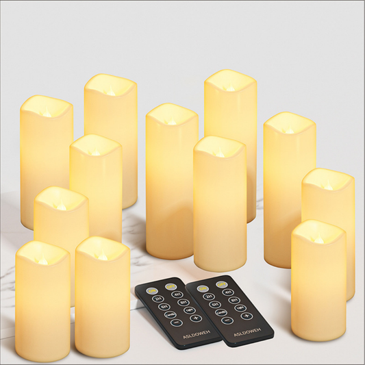 Livista® - LED Kaarsen met Afstandsbediening – 12 Stuks – 4 Verschillende Maten – 2 Afstandsbedieningen – Vlam Effect – Timerfunctie – Waterdicht