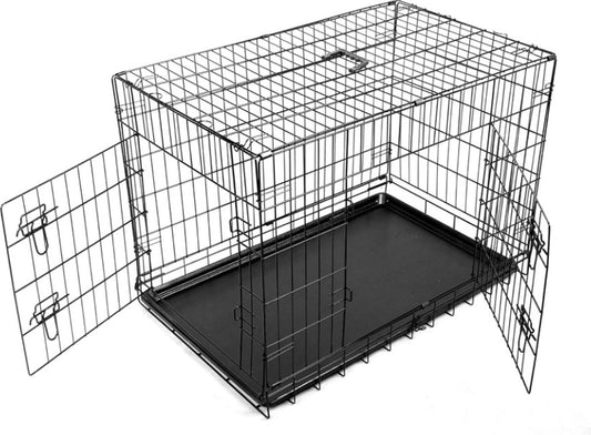 Livista® - Metalen Hondenkennel L – Inclusief PVC Lade – Met Handgrepen – 2 Deuren – Duurzaam en Praktisch – 92x63x57cm