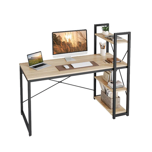 Livista Bureau – 120x60x70 cm – Computertafel met Opbergplank – Metaal & Hout – Industrieel Design – Ideaal voor Werkruimte – Hoogwaardige Kwaliteit – Houtkleur