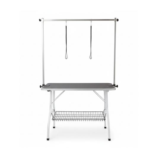 Livista Trimtafel voor Huisdieren - Verstelbare Trimtafel - Veilig en Stevig - Met Dubbele Aanlijnoptie - 2 Lussen - Opbergschap - 120L x 61B x 169H cm - Zwart