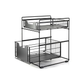 Livista Uittrekbare Organizer – Dubbele Lades – Antislip – Metalen Opbergrek – voor Keuken, Badkamer, Kast en Werkblad – Zwart