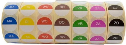 Livista labels Set - alle dagen - 7 rollen 500 etiketten per rol - Houdbaarheidsetiket