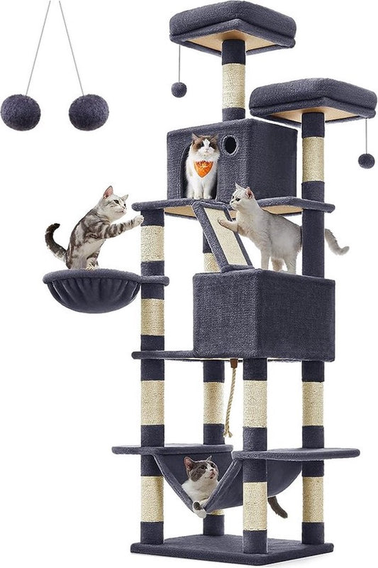 Livista Krabpaal voor zware katten - Hoge krabpaal - Krabpaal boomstam - Krabpaal voor grote katten - Kat toren - Krabpaal plafond - Stevige krabpaal - Krabpaal voor katten - XXL - Katten verblijf