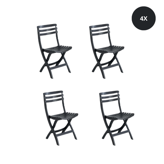 Livista® - Set van 4 Stoelen - Zwart - Vouwbaar - Draagbare, Eenvoudige Stoelen voor Tuin en Balkon
