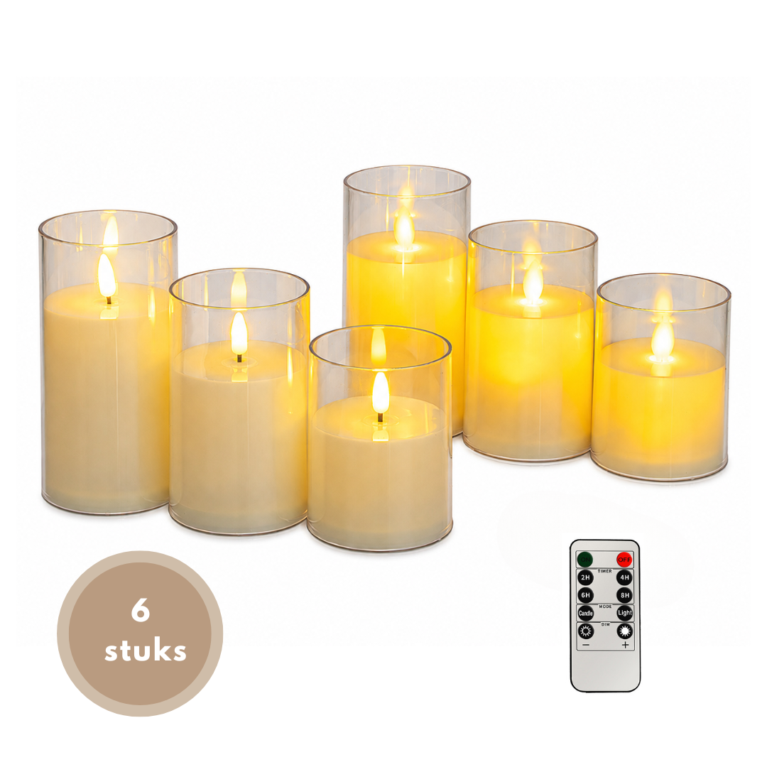 Livista LED Kaarsen – 6 Stuks – Elektrische Kaarsen met Afstandsbediening – Timer – Dimbaar – 3 Formaten